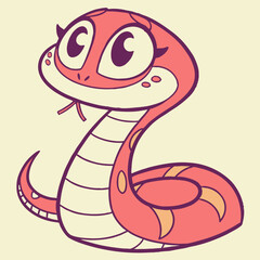 Fototapeta premium Kawaii Style Cartoon Snake Vector Design