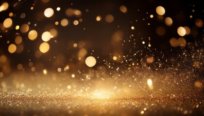 Naklejka premium Christmas background Magic shining gold dust Fine shiny dust bokeh particles shimmer effect