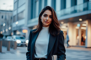 Stylish Businesswoman in Cityscape