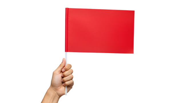 holding a red flag on a white background, PNG