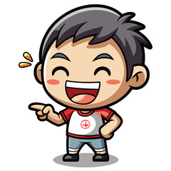 Cartoon boy pointing and laughing