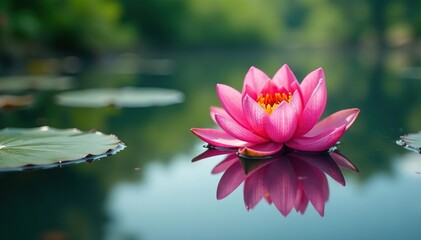 Intricate floral design reflected in calm lake water, botanical, detail, summer