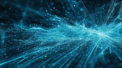 Abstract blue network with lines and dots, representing technology, connection.