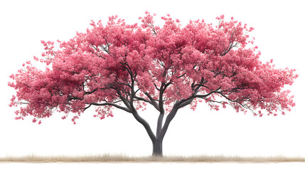 Obraz premium Pink Blossom Tree Spring Nature Scene Floral Background Botanical Illustration Isolated Tr