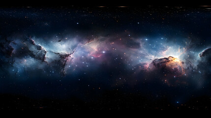 Obraz premium Vast Colorful Nebula Panorama In Deep Space