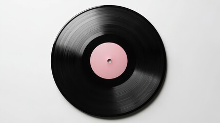 Fototapeta premium Top view of Vinyl record with bank label isolated.