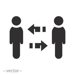 employee relationship, update staff icon, change social policy, flat vector illustration