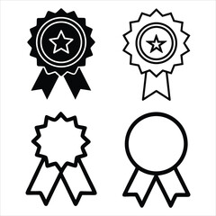 Award icon, ribbon, badge, achievement symbols
