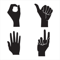 A set of hand gestures, silhouette