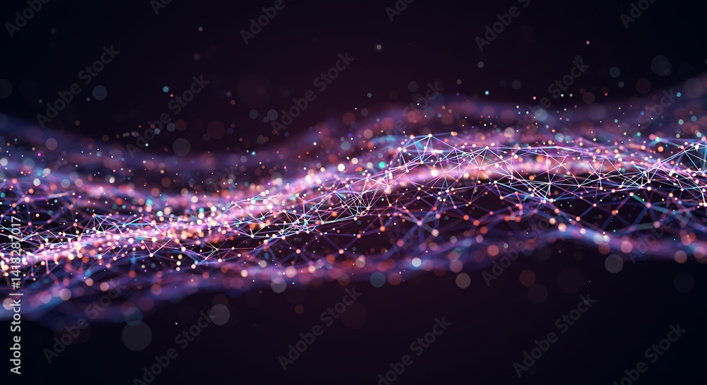 Poster abstract network with dots and lines