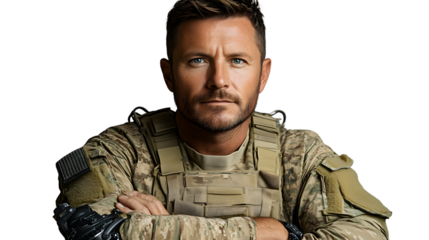 Portrait of a soldier in camouflage uniform