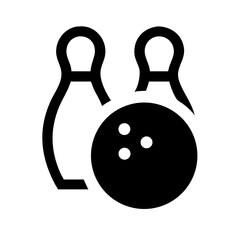 Icon of a bowling ball and pins representing the sport