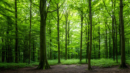 Obraz premium Dense Green Forest Canopy Sunlight