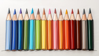 Felt pen drawing of colored pencils
