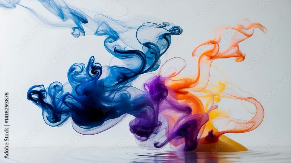 Poster acrylic ink in water creating an abstract smoke design on a background