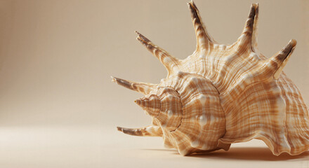 Fototapeta premium Natural seashell showcasing intricate patterns against a neutral background 