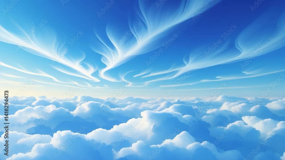 Poster breathtaking view of the sky adorned with clouds. background texture backdrop.