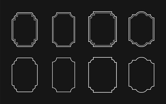 Set of decorative vintage frames. Monochrome frame set. Vector illustration.