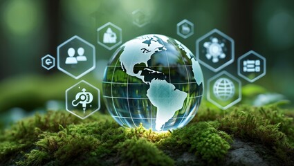 Green logistic transport. Global transport Net zero logistics, green energy, Renewable and clean energy. Environmentally friendly transport, sustainable development