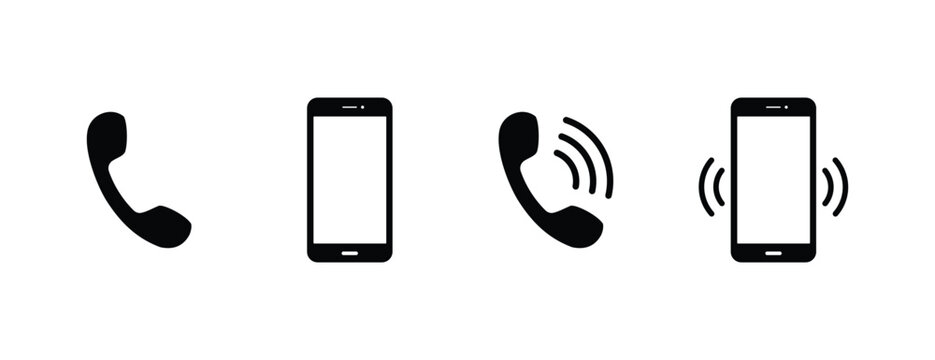 Phone icon set. Telephone call sign. Contact icon phone mobile call. Contact us. Cell phone pictogram. Vector illustration