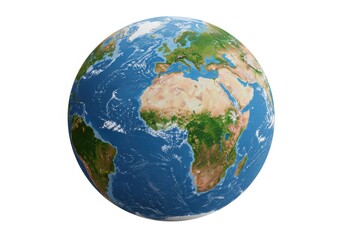 3d earth globe image world map, continents, oceans isolated on white background