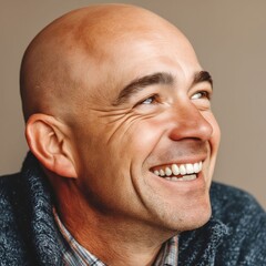 Obraz premium A bald man with a smile on his face
