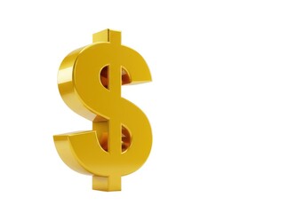 Fototapeta premium 3d golden dollar sign isolated on white background 