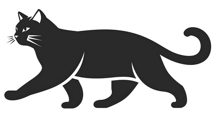 Obraz premium Silhouette of a walking black cat.