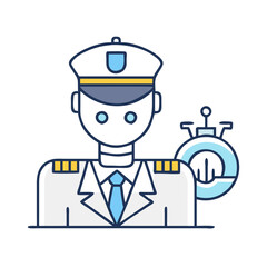 Pilot and Stopwatch Illustration, Time Management and Precision