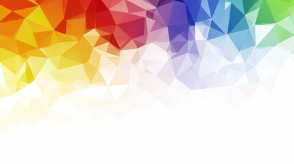 Obraz premium Colorful low poly triangle mosaic, blending into white empty space background.