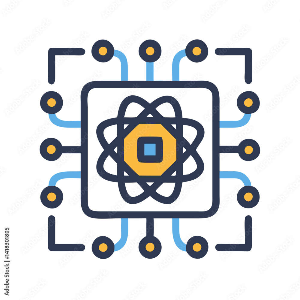 Poster quantum computing chip, quantum processor technology innovation concept