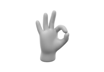 Obraz premium 3d 3d rendering hand gesture ok sign isolated isolated on white background