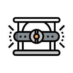 Satellite vector icon on black, communication satellite design