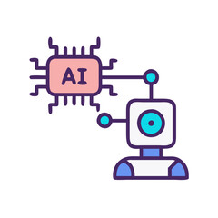Colorful AI Robot Head with Circuit Board