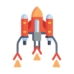 Illustration of Space Rocket Ship with Flame Trails