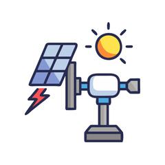Solar Panel Energy Illustration with Sun and Lightning