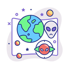 Aliens Visiting Earth Icon: Extraterrestrial Contact with Planet