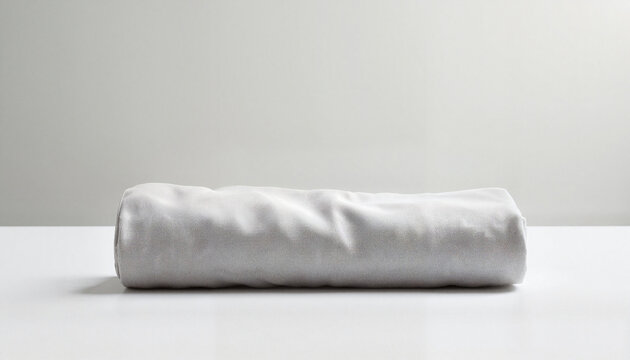 Solemn folded flag on white surface, respect and remembrance