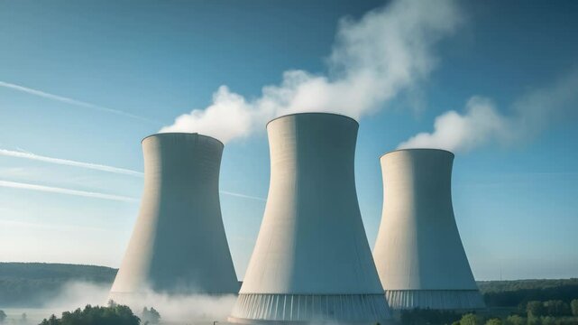 Cooling towers at Temelin nuclear power plant in the Czech Republic