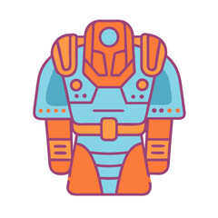 Cartoon Robot Suit: Protective Armor, Technology, Futuristic Concept