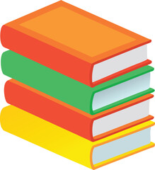 Colorful Stack of Books &ndash; Isometric Illustration on White Background