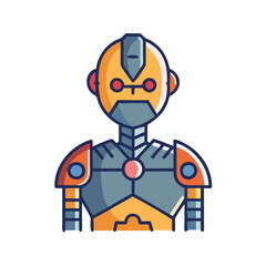 Cartoon futuristic humanoid robot character vector illustration design