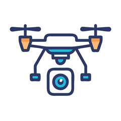 Illustration of a blue and orange drone concept