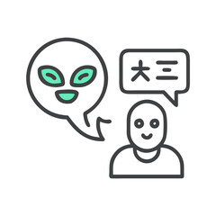 Alien conversation with a human: futuristic communication concept