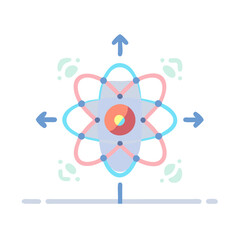 Flat Vector Icon of Atom and Orbitals Concept