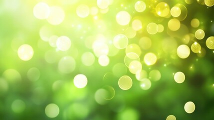 Green and yellow bokeh light background with a dreamy, ethereal atmosphere.