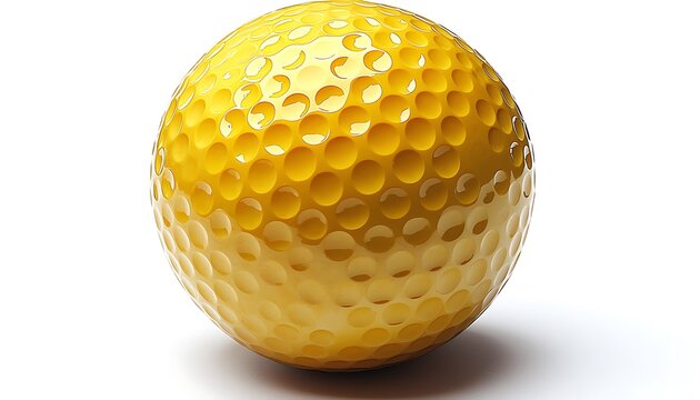 Bright yellow golf ball against a white background.