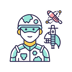 Futuristic Soldier with Sci-fi Weaponry Concept Illustration