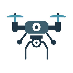 Isolated vector drone with camera on black background