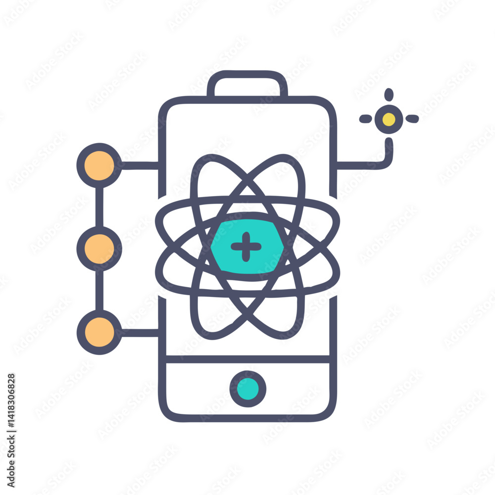 Poster quantum computing mobile app, science technology design